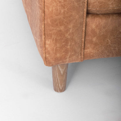 Mercana - Loretta 88.0L x 36.2W x 33.9H Cognac Brown Faux Leather Three Seater Sofa with Two Bolster Cushions - 69624 view 9