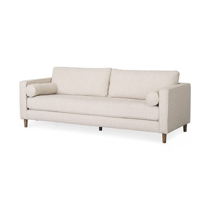 Mercana - Loretta 88.0L x 36.2W x 33.9H Cream Fabric Three Seater Sofa with Two Bolster Cushions - 69625_CLOSEOUT view 1