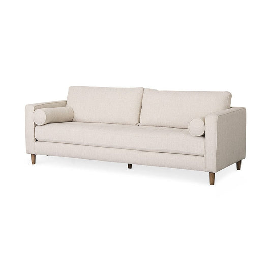 Mercana - Loretta 88.0L x 36.2W x 33.9H Cream Fabric Three Seater Sofa with Two Bolster Cushions - 69625_CLOSEOUT view 1