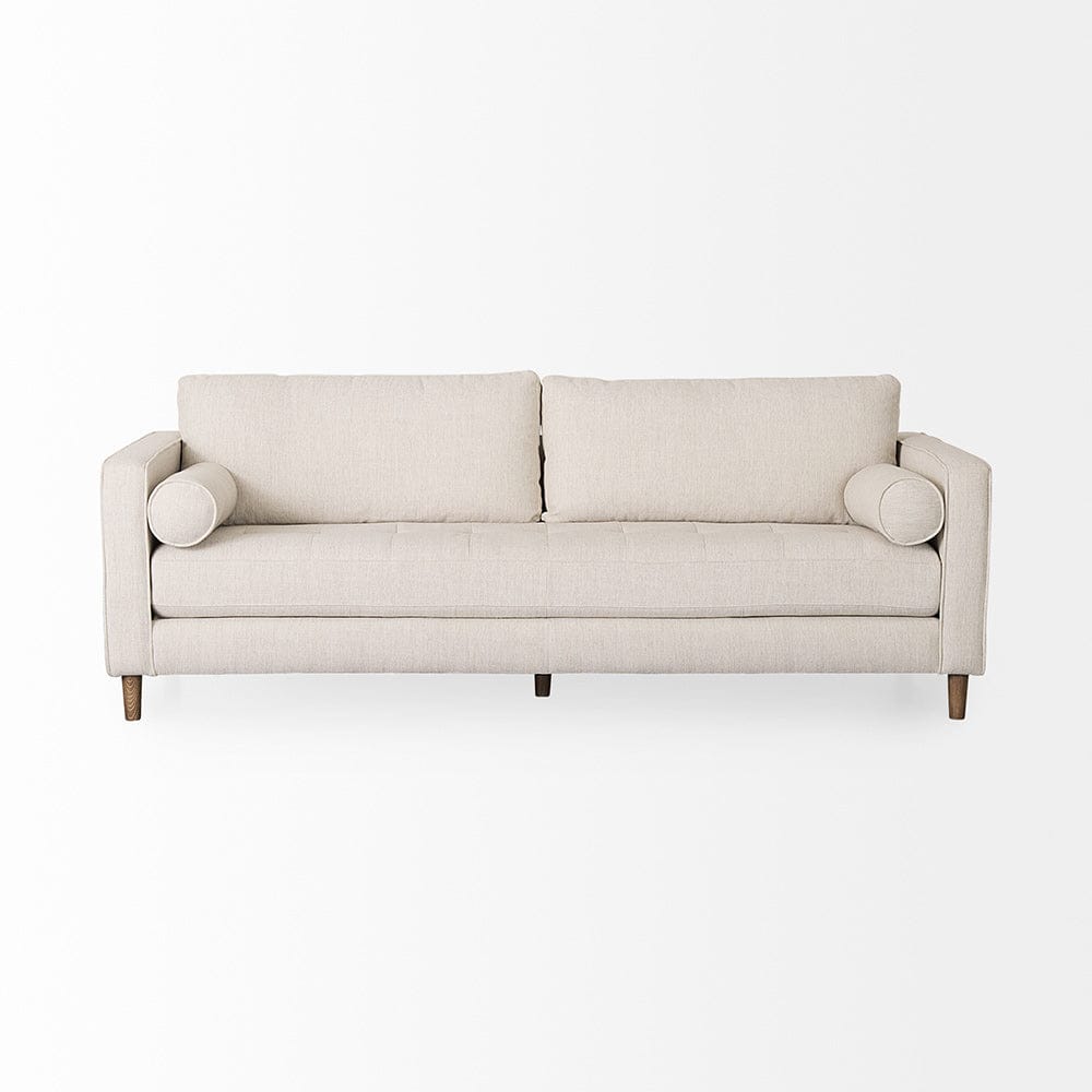 Mercana - Loretta 88.0L x 36.2W x 33.9H Cream Fabric Three Seater Sofa with Two Bolster Cushions - 69625_CLOSEOUT view 3