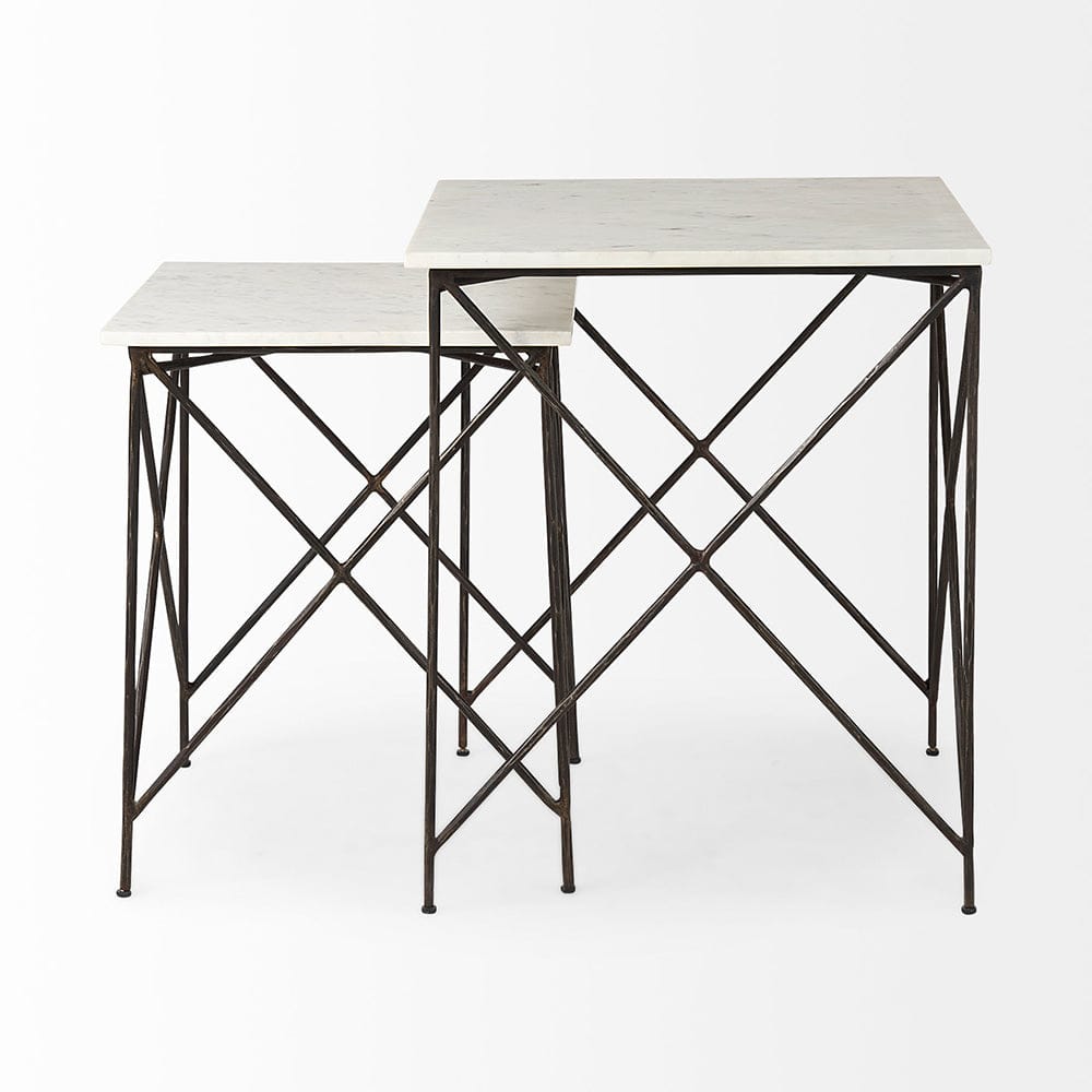 Mercana - Lorlei 20.0L x 20.0W x 23.8H White Marble Top W/ Gray Iron Legs End and Side Table - 69247-AB_CLOSEOUT view 3