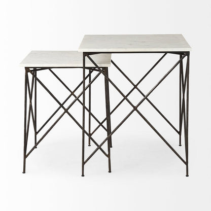 Mercana - Lorlei 20.0L x 20.0W x 23.8H White Marble Top W/ Gray Iron Legs End and Side Table - 69247-AB_CLOSEOUT view 3