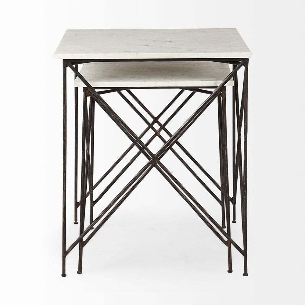 Mercana - Lorlei 20.0L x 20.0W x 23.8H White Marble Top W/ Gray Iron Legs End and Side Table - 69247-AB_CLOSEOUT view 4