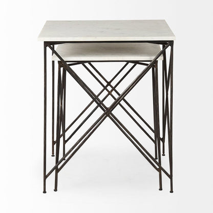 Mercana - Lorlei 20.0L x 20.0W x 23.8H White Marble Top W/ Gray Iron Legs End and Side Table - 69247-AB_CLOSEOUT view 4
