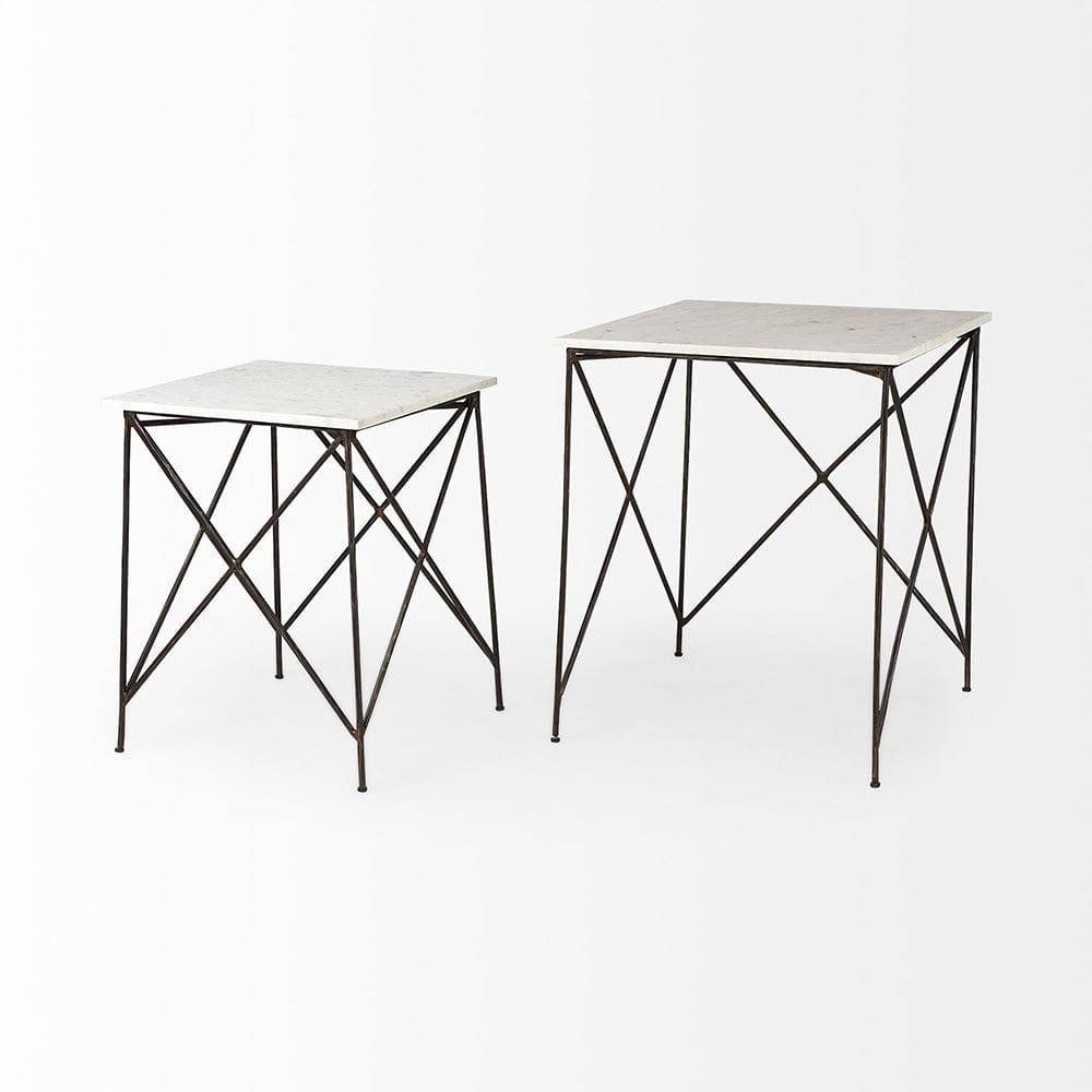Mercana - Lorlei 20.0L x 20.0W x 23.8H White Marble Top W/ Gray Iron Legs End and Side Table - 69247-AB_CLOSEOUT view 5