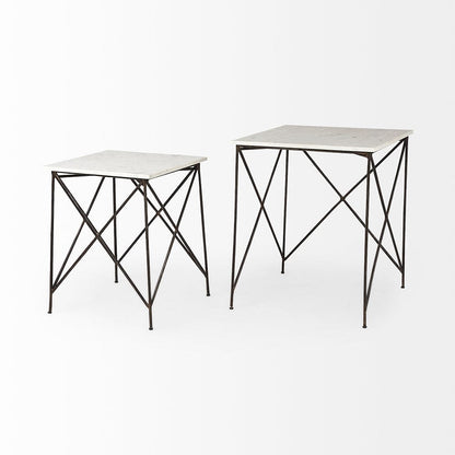 Mercana - Lorlei 20.0L x 20.0W x 23.8H White Marble Top W/ Gray Iron Legs End and Side Table - 69247-AB_CLOSEOUT view 5
