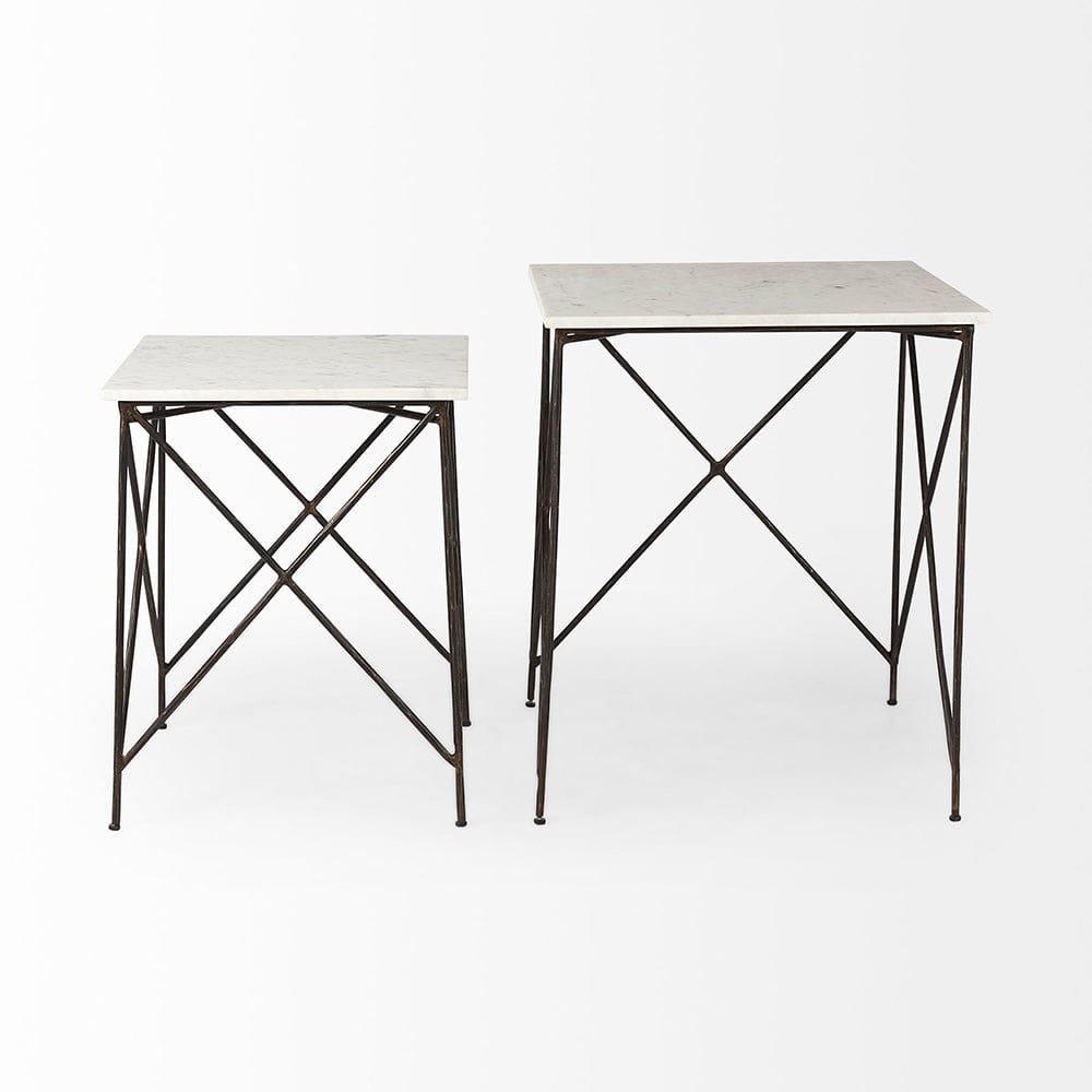 Mercana - Lorlei 20.0L x 20.0W x 23.8H White Marble Top W/ Gray Iron Legs End and Side Table - 69247-AB_CLOSEOUT view 6