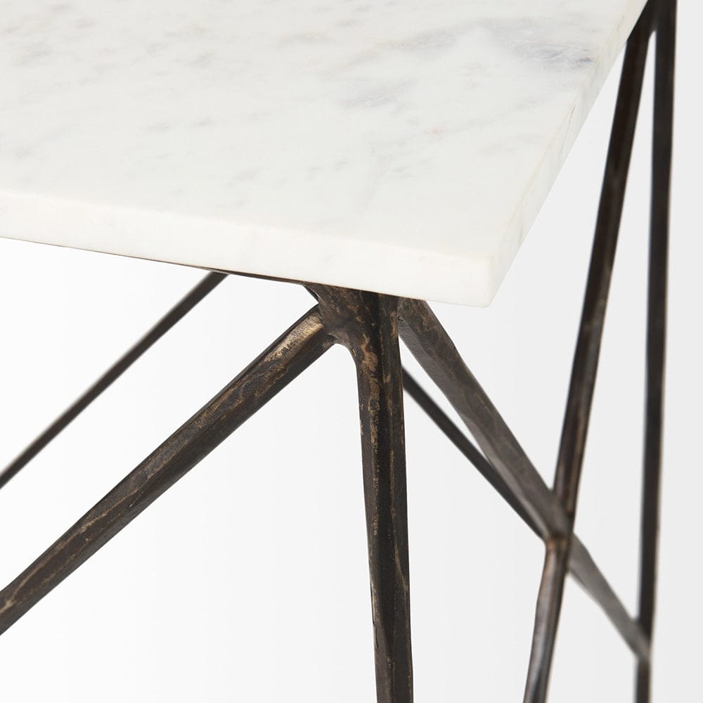 Mercana - Lorlei 20.0L x 20.0W x 23.8H White Marble Top W/ Gray Iron Legs End and Side Table - 69247-AB_CLOSEOUT view 7