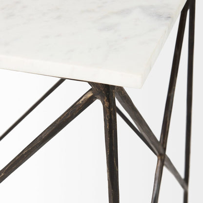 Mercana - Lorlei 20.0L x 20.0W x 23.8H White Marble Top W/ Gray Iron Legs End and Side Table - 69247-AB_CLOSEOUT view 7