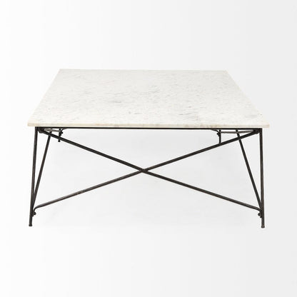 Mercana - Lorlei I 53.0 X 35.0 X 15.5 White Marble Top W/ X-Shaped Gray Iron Base Coffee Table - 69246-AB_CLOSEOUT view 3