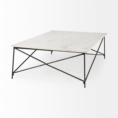 Mercana - Lorlei I 53.0 X 35.0 X 15.5 White Marble Top W/ X-Shaped Gray Iron Base Coffee Table - 69246-AB_CLOSEOUT view 4
