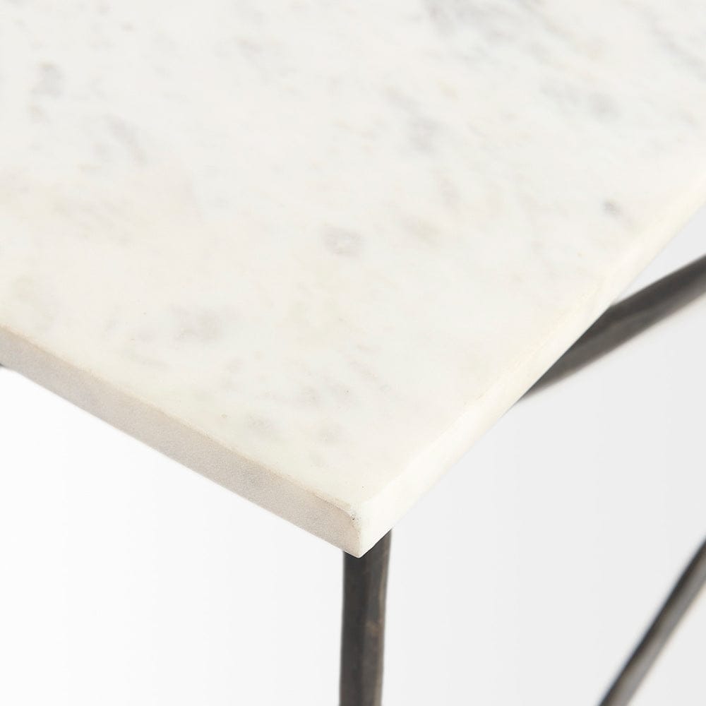 Mercana - Lorlei I 53.0 X 35.0 X 15.5 White Marble Top W/ X-Shaped Gray Iron Base Coffee Table - 69246-AB_CLOSEOUT view 5