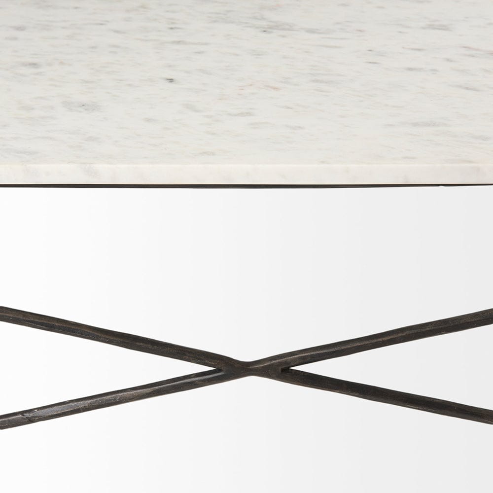 Mercana - Lorlei I 53.0 X 35.0 X 15.5 White Marble Top W/ X-Shaped Gray Iron Base Coffee Table - 69246-AB_CLOSEOUT view 6