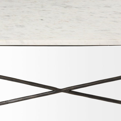Mercana - Lorlei I 53.0 X 35.0 X 15.5 White Marble Top W/ X-Shaped Gray Iron Base Coffee Table - 69246-AB_CLOSEOUT view 6