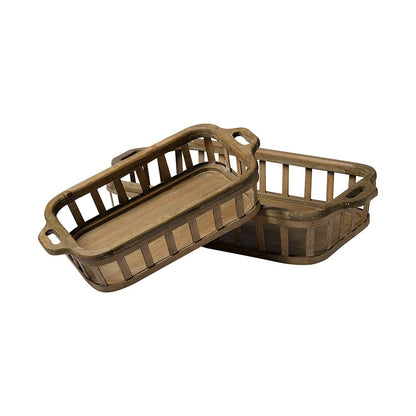 Mercana - Louis Natural Wood Slated Nesting Trays (Set of 2) - 68639 view 1