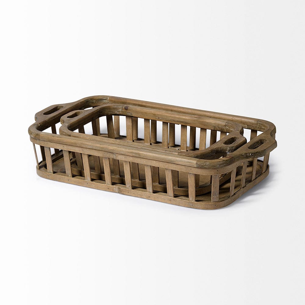 Mercana - Louis Natural Wood Slated Nesting Trays (Set of 2) - 68639 view 2
