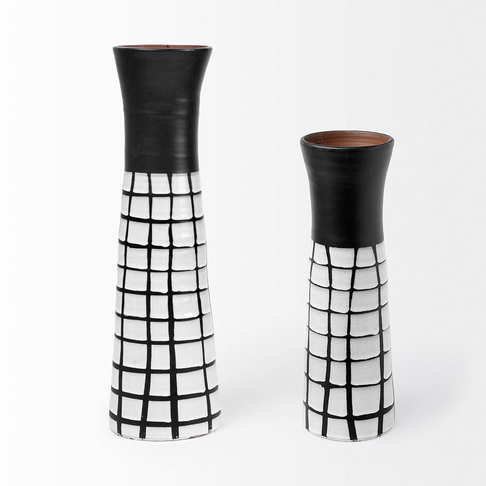 Mercana - Luanda Small Black/White Large Ceramic Vase - 68102 view 3