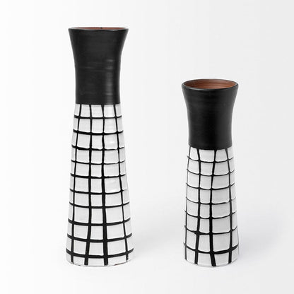 Mercana - Luanda Small Black/White Large Ceramic Vase - 68102 view 3