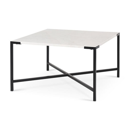 Mercana - Lucas 30x30 White Marble Top Black Metal Base Coffee Table - 68239 view 1