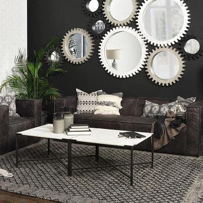Mercana - Lucas 30x30 White Marble Top Black Metal Base Coffee Table - 68239 view 2