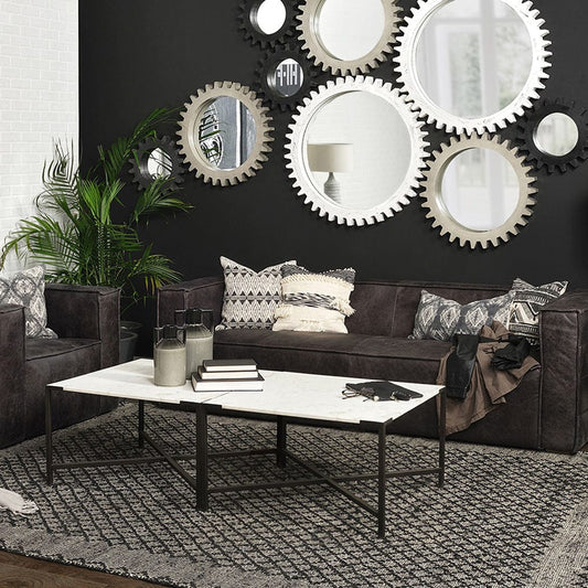 Mercana - Lucas 30x30 White Marble Top Black Metal Base Coffee Table - 68239 view 2
