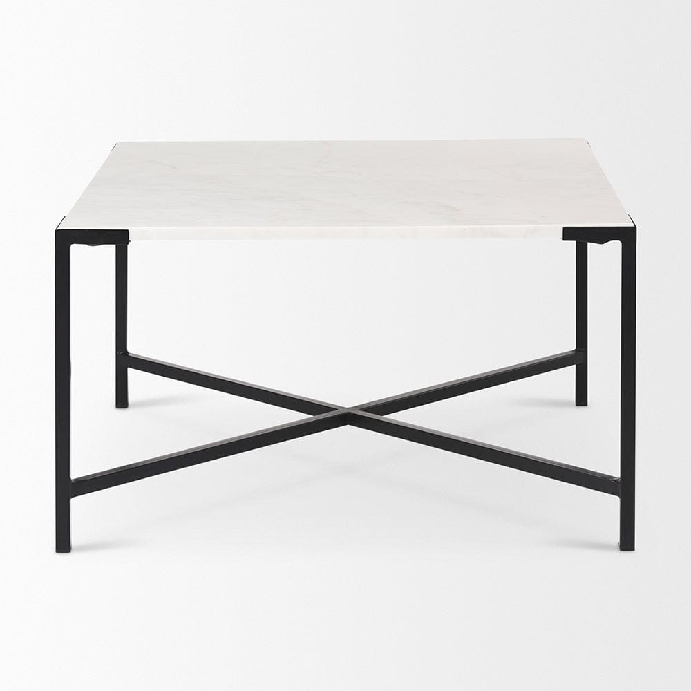 Mercana - Lucas 30x30 White Marble Top Black Metal Base Coffee Table - 68239 view 3