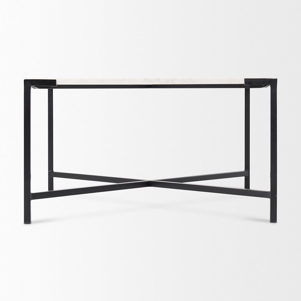 Mercana - Lucas 30x30 White Marble Top Black Metal Base Coffee Table - 68239 view 5