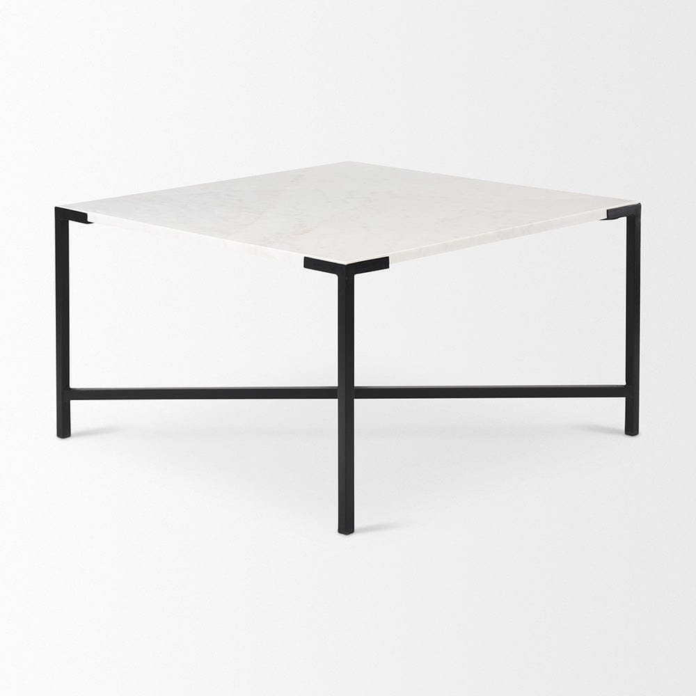 Mercana - Lucas 30x30 White Marble Top Black Metal Base Coffee Table - 68239 view 6