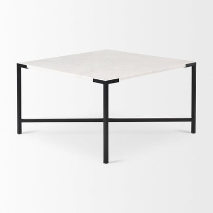 Mercana - Lucas 30x30 White Marble Top Black Metal Base Coffee Table - 68239 view 6