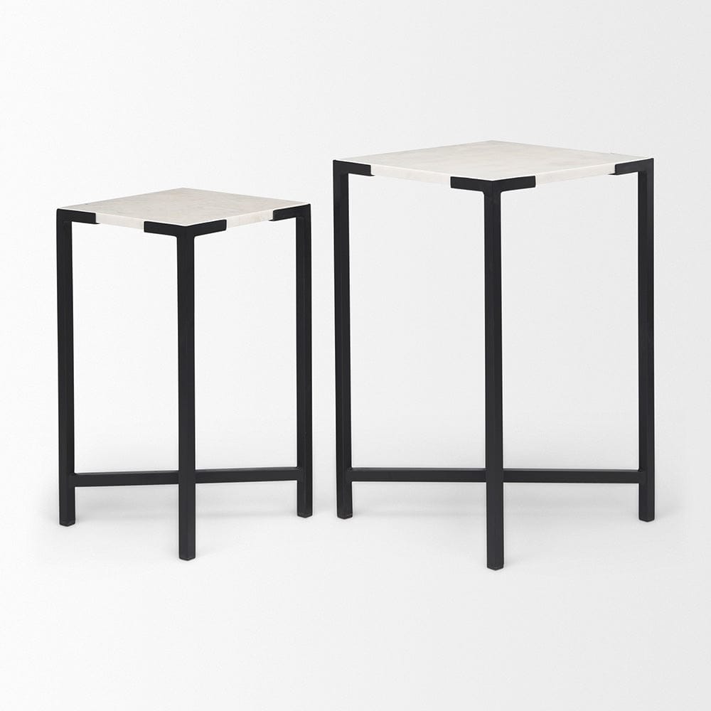Mercana - Lucas III 15L x 15W; 12L x 12W White Marble W/Black Iron Frame Accent Tables (Set of 2) - 68240 view 5