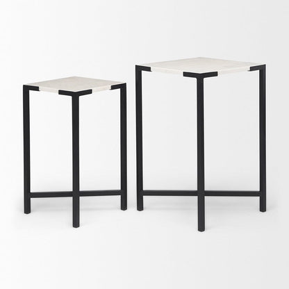Mercana - Lucas III 15L x 15W; 12L x 12W White Marble W/Black Iron Frame Accent Tables (Set of 2) - 68240 view 5