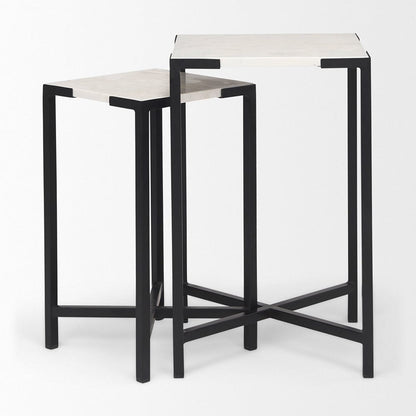 Mercana - Lucas III 15L x 15W; 12L x 12W White Marble W/Black Iron Frame Accent Tables (Set of 2) - 68240 view 8