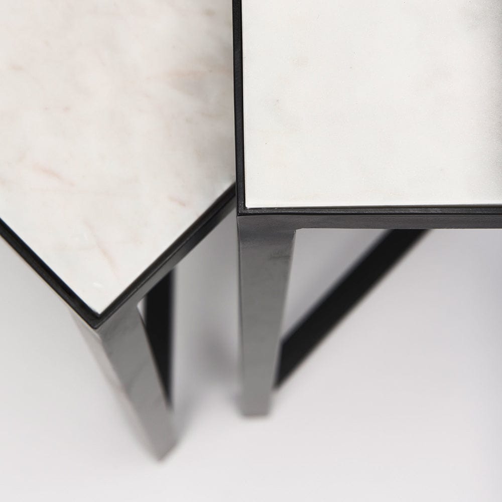 Mercana - Lucas III 15L x 15W; 12L x 12W White Marble W/Black Iron Frame Accent Tables (Set of 2) - 68240 view 9