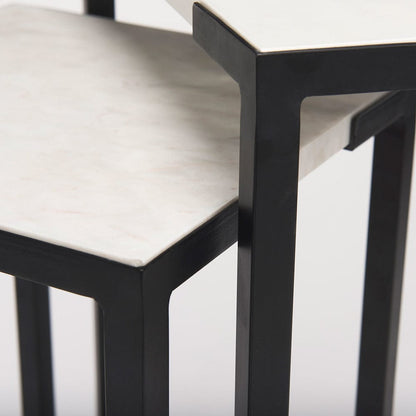 Mercana - Lucas III 15L x 15W; 12L x 12W White Marble W/Black Iron Frame Accent Tables (Set of 2) - 68240 view 10