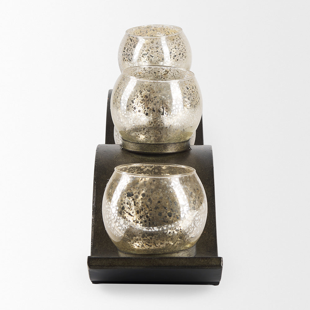 Mercana - Lux Copper Metal Five Hurricane Glass Holder Table Candle Holder - 53060_CLOSEOUT view 3