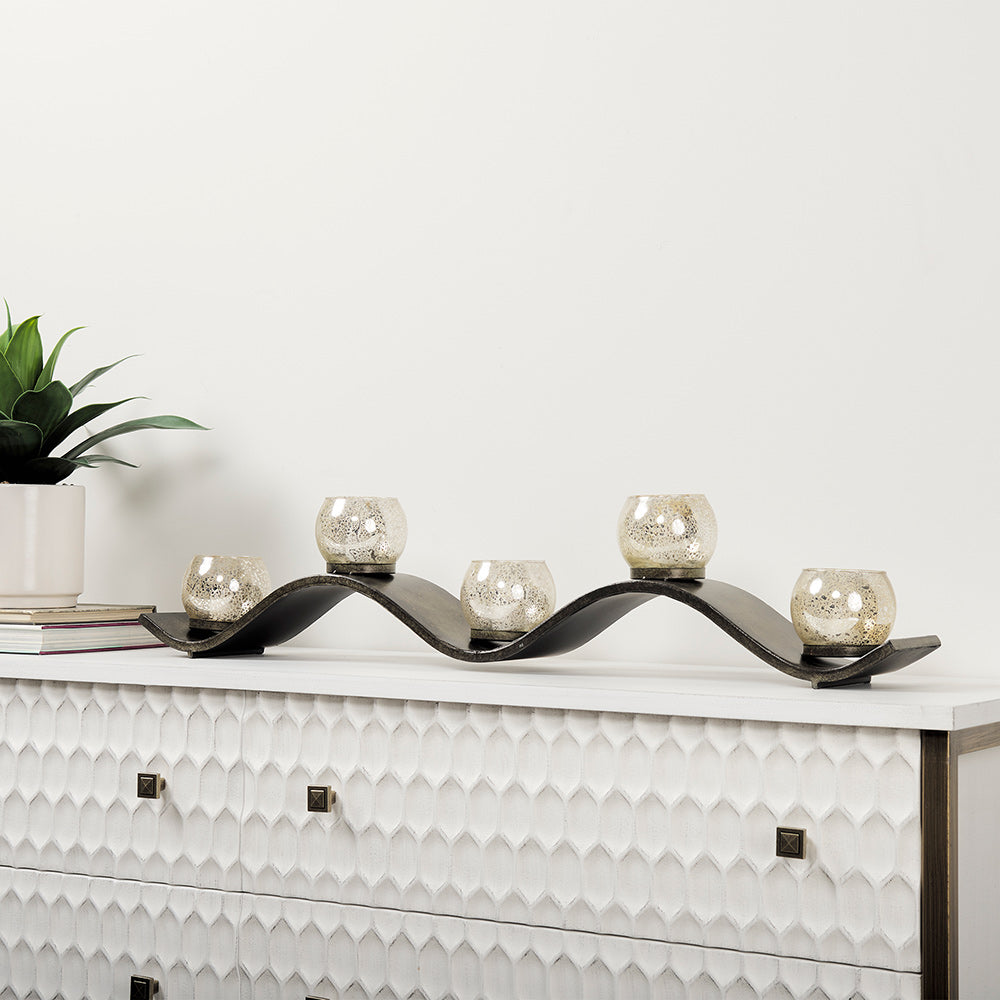 Mercana - Lux Copper Metal Five Hurricane Glass Holder Table Candle Holder - 53060_CLOSEOUT view 9