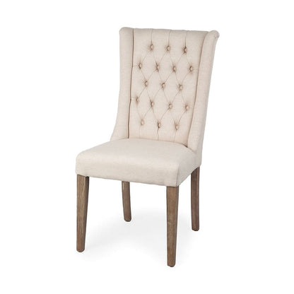 Mercana - Mackenzie I Cream Plush Linen Covering Ash Solid Wood Base Dining Chair - 67510 view 1