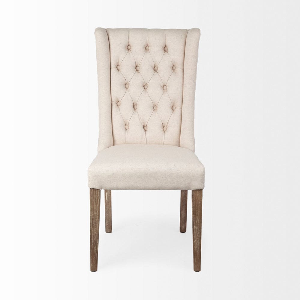 Mercana - Mackenzie I Cream Plush Linen Covering Ash Solid Wood Base Dining Chair - 67510 view 2