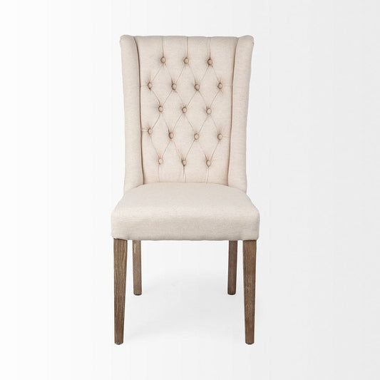 Mercana - Mackenzie I Cream Plush Linen Covering Ash Solid Wood Base Dining Chair - 67510 view 2