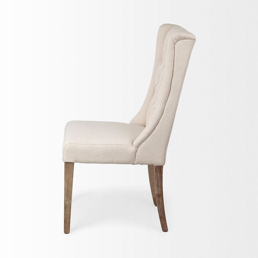 Mercana - Mackenzie I Cream Plush Linen Covering Ash Solid Wood Base Dining Chair - 67510 view 3