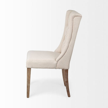 Mercana - Mackenzie I Cream Plush Linen Covering Ash Solid Wood Base Dining Chair - 67510 view 3