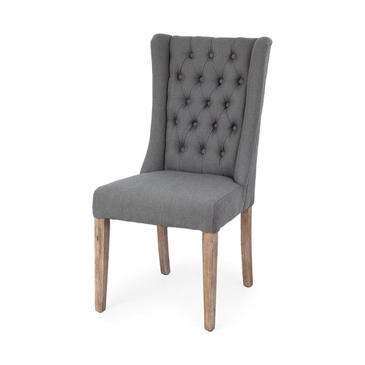 Mercana - Mackenzie II Gray Plush Linen Covering Ash Solid Wood Base Dining Chair - 67511_CLOSEOUT view 1
