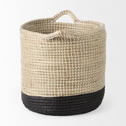 Mercana - Maddie 13.8L x 13.8W X 15.0H Light Brown W/Black Dipped Seagrass Round Basket W/ Handle (Set of 3) - 69595 view 3