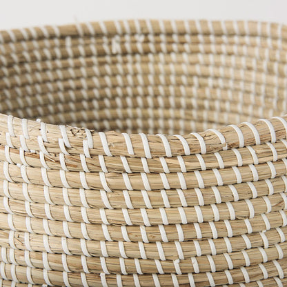 Mercana - Maddie 13.8L x 13.8W X 15.0H Light Brown W/Black Dipped Seagrass Round Basket W/ Handle (Set of 3) - 69595 view 5