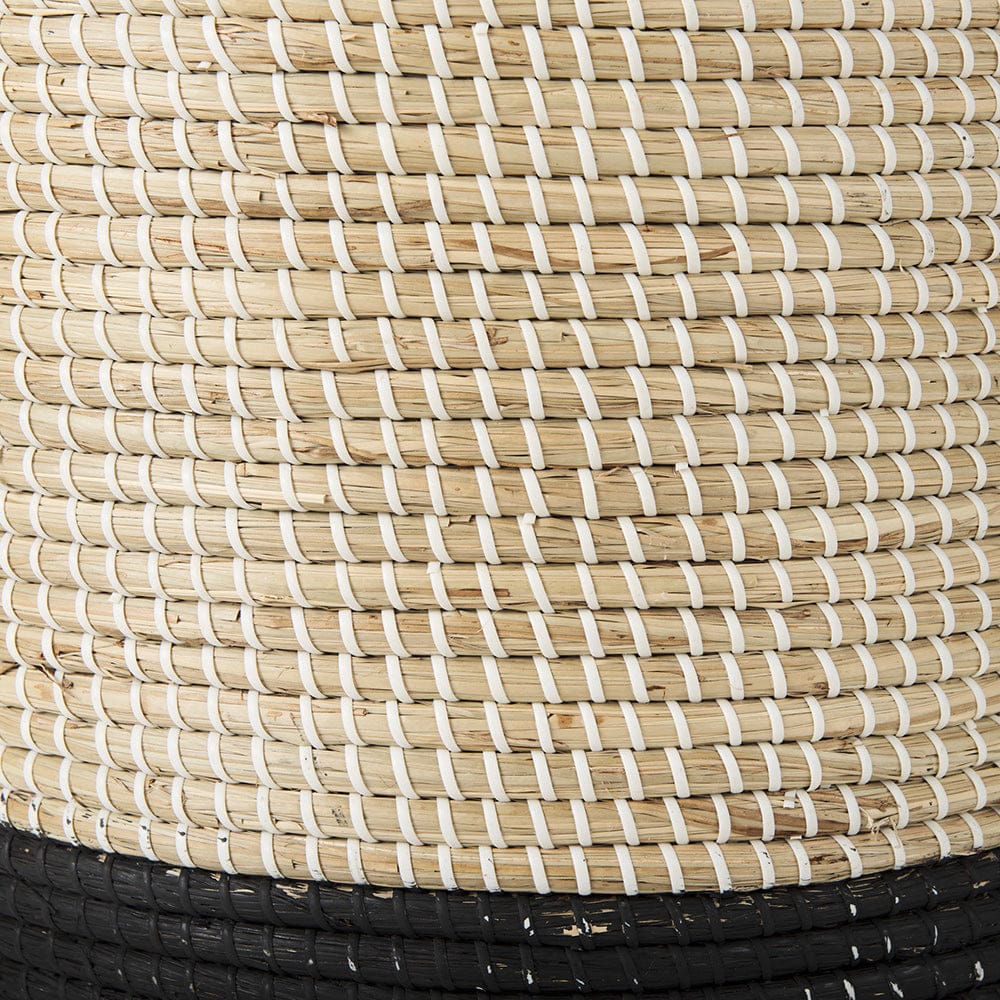 Mercana - Maddie 13.8L x 13.8W X 15.0H Light Brown W/Black Dipped Seagrass Round Basket W/ Handle (Set of 3) - 69595 view 7