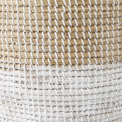 Mercana - Maddie 13.8L x 13.8W X 15.0H Light Brown W/White Dipped Seagrass Round Basket W/ Handles (Set of 3) - 69594 view 7