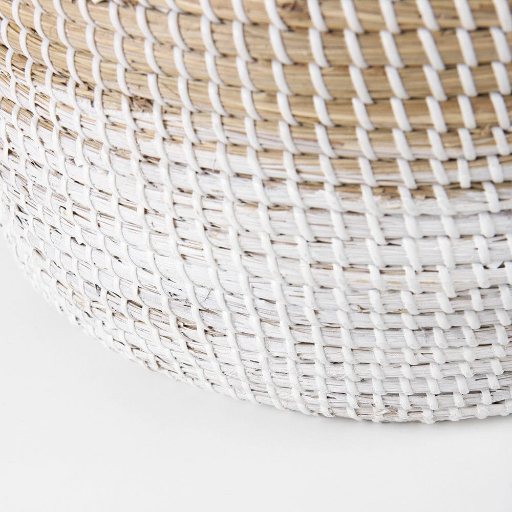 Mercana - Maddie 13.8L x 13.8W X 15.0H Light Brown W/White Dipped Seagrass Round Basket W/ Handles (Set of 3) - 69594 view 8