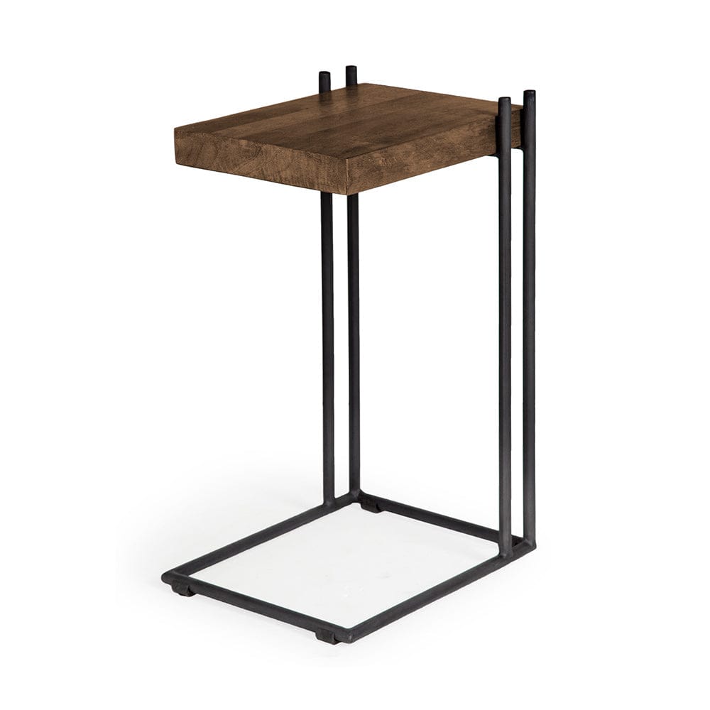 Mercana - Maddox 16L x 13.5W x 27H Medium Brown Wood w/ Black Metal C-shaped End/Side Table - 67842 view 1