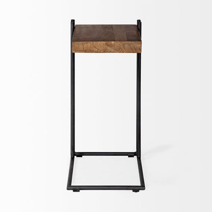 Mercana - Maddox 16L x 13.5W x 27H Medium Brown Wood w/ Black Metal C-shaped End/Side Table - 67842 view 9