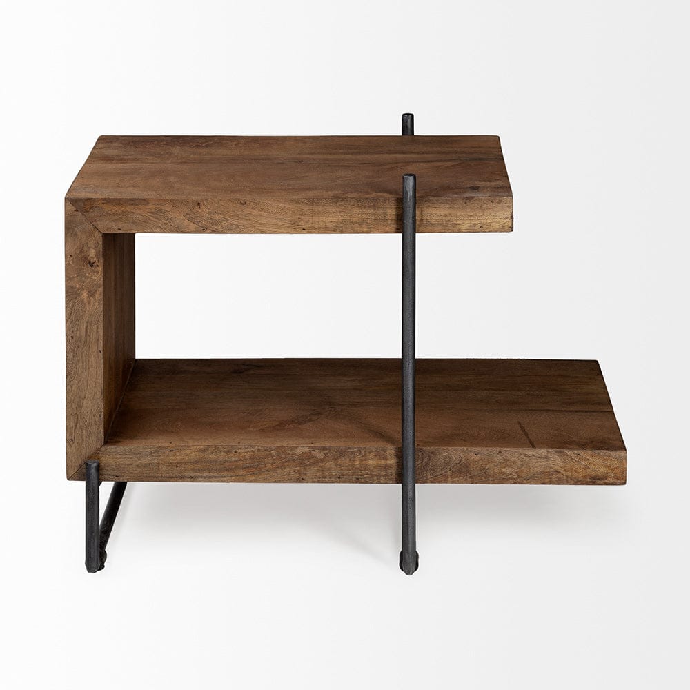 Mercana - Maddox 30L x 18W x 22H Medium Brown Wood w/ Black Metal U-shaped End/Side Table - 67841 view 3